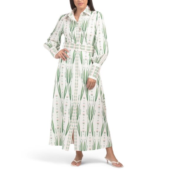 NANCY YANG Green Collared Button Down Shirt Dress - Picture 1 of 2